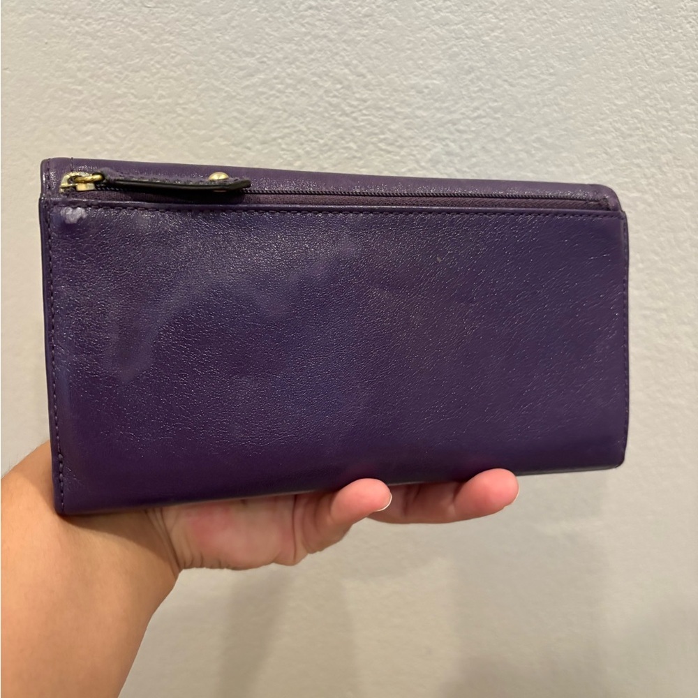 Vintage Coach Madison Leather Tri fold Checkbook Wallet Purple and Pink EUC - Picture 4 of 15